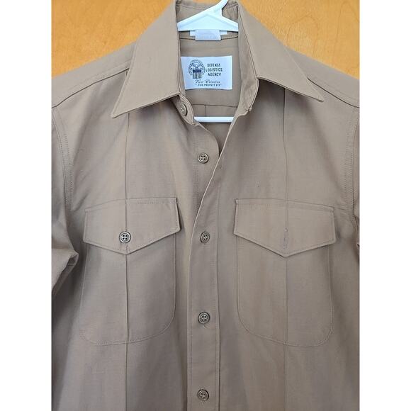 VTG U.S. Marine Corps Men Shirt 14.5 32 Khaki Poly Wool Blend 2122 Army Military - Picture 3 of 7